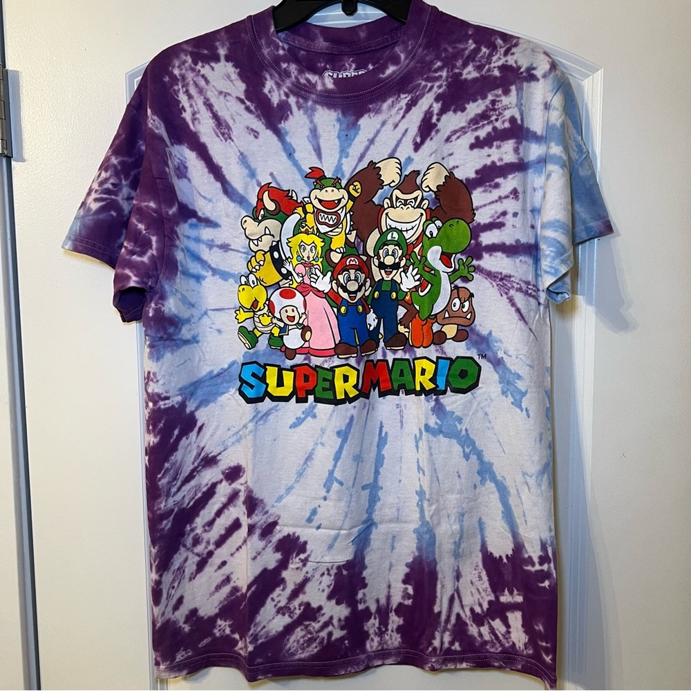 Super Mario 2022 Nintendo All Character Tie Dye T- Shirt Size Large